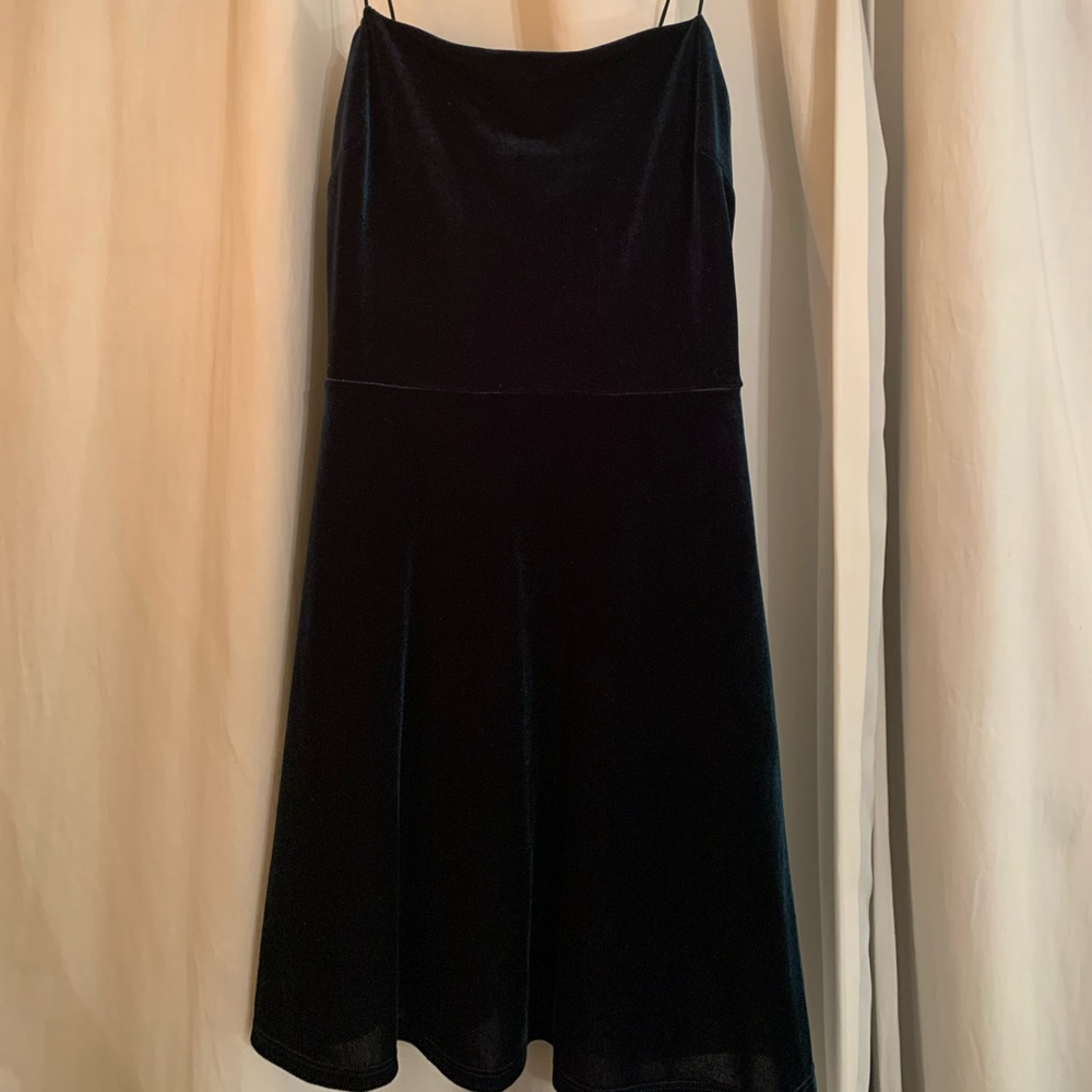Green velvet mini dress